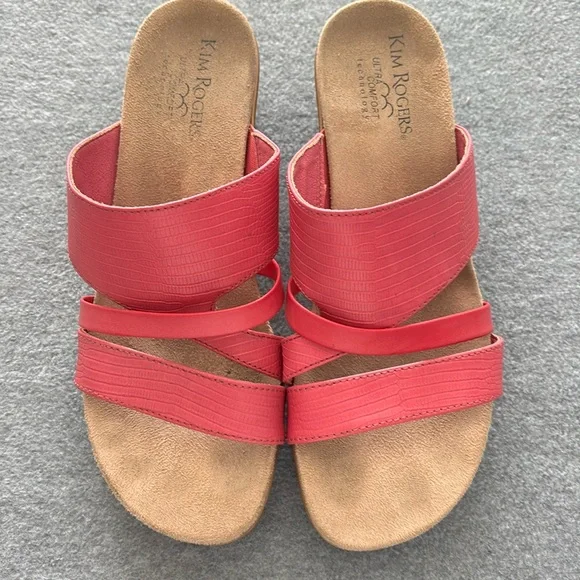 Kim Rogers Ultra Comfort Wedge Sandles with Layered Straps 8.5 Pink - Picture 1 of 8